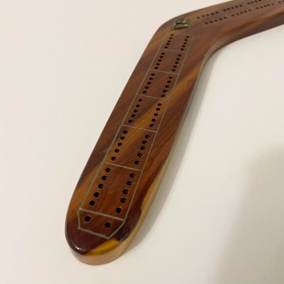 Vintage Australia Souvenir Wooden Boomerang Cribbage Board - Picture 3 of 16